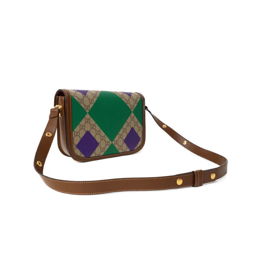 Gucci Horsebit 1955 shoulder bag printed GG Supreme canvas brown leather - Picture 2 of 9